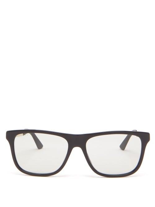 Matchesfashion.com Gucci - Logo-printed Square Acetate Sunglasses - Mens - Grey