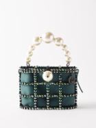 Rosantica - Holli Faux-pearl And Crystal-embellished Handbag - Womens - Dark Green Multi