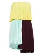 Emilio De La Morena Tri-coloured Pleated Dress
