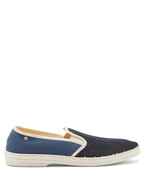 Matchesfashion.com Rivieras - Classic Match Tour Du Monde Canvas Loafers - Mens - Blue Multi