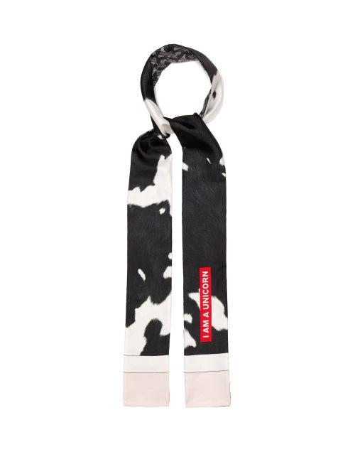 Matchesfashion.com Burberry - Monogram Print Silk Scarf - Womens - Black White