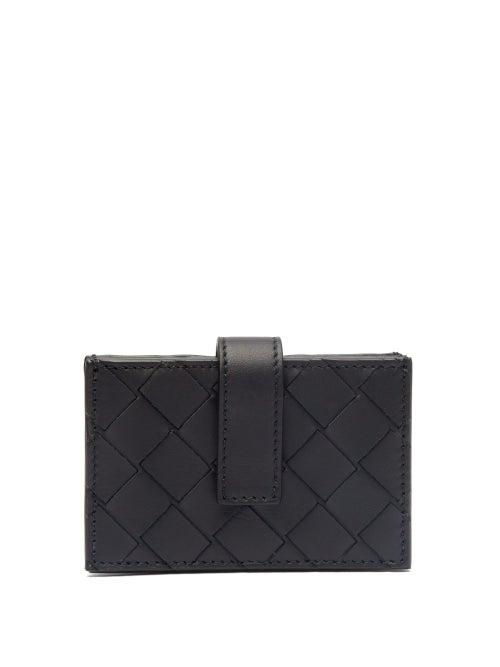 Matchesfashion.com Bottega Veneta - Intrecciato-woven Leather Cardholder - Mens - Black