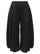 Matchesfashion.com Pleats Please Issey Miyake - Cropped Technical-pleated Wide-leg Trousers - Womens - Black