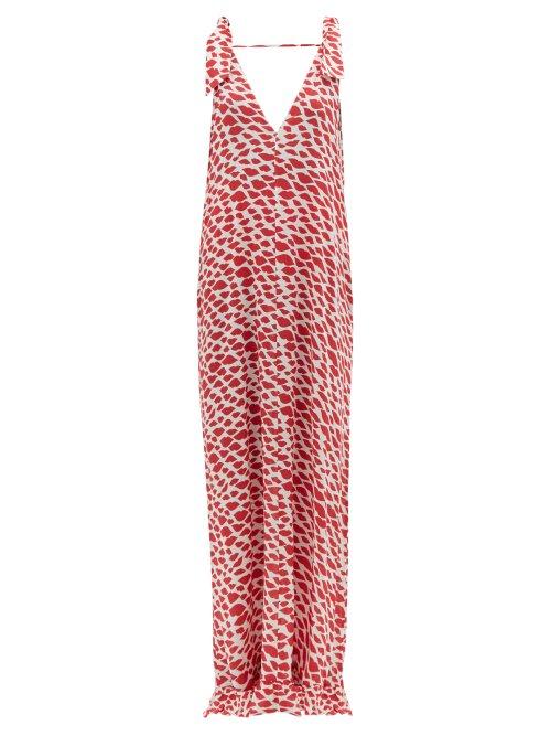 Matchesfashion.com Adriana Degreas - Bacio Lip Print Maxi Dress - Womens - Red White
