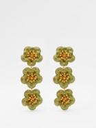 Begm Khan - Shalimar 24kt Gold-plated Clip Earrings - Womens - Green