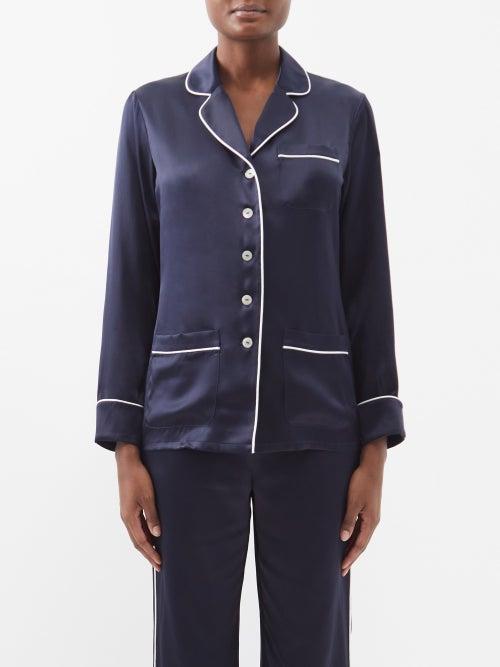 Olivia Von Halle - Core Coco Silk Pyjama Set - Womens - Navy