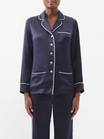 Olivia Von Halle - Core Coco Silk Pyjama Set - Womens - Navy