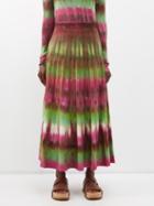 Gabriela Hearst - Ella Tie-dyed Cashmere-blend Midi Skirt - Womens - Purple Multi