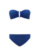 Matchesfashion.com Eres - Duffle Derby Braided Chevron Jacquard Bikini - Womens - Blue