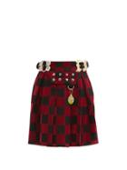 Matchesfashion.com Chopova Lowena - Checked Organic-cotton Twill Skirt - Womens - Black Red