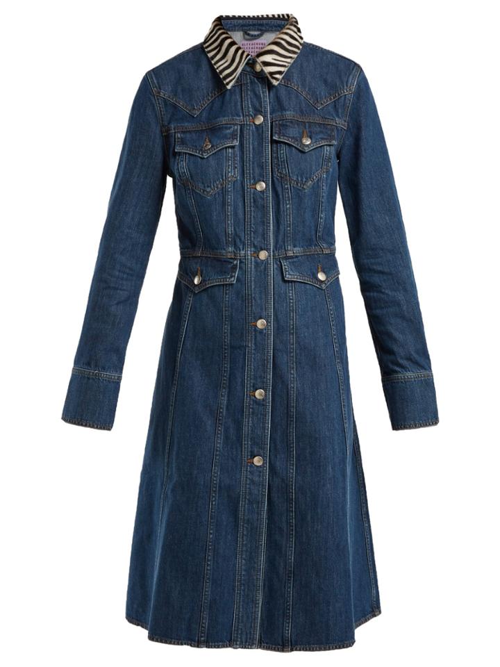 Alexachung Zebra-collar Denim Dress