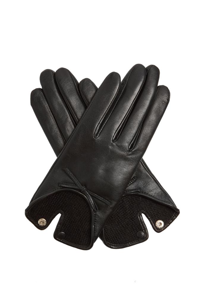Agnelle Bow-embellished Leather Gloves