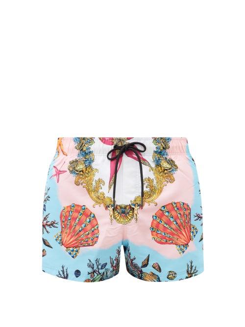 Matchesfashion.com Versace - Trsor De La Mer Shell-print Swim Shorts - Mens - Multi
