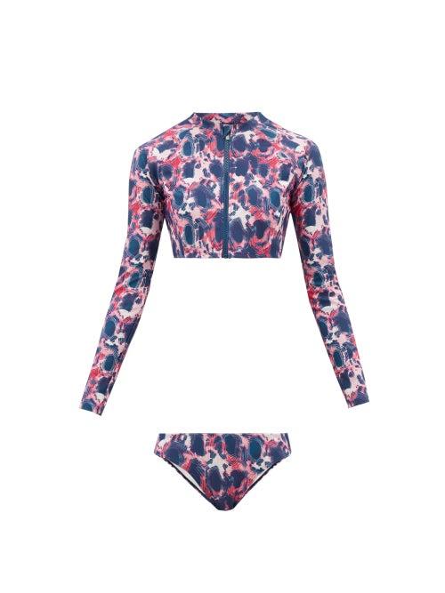 Matchesfashion.com Thorsun - Toni Tie Dye Rash Guard Bikini - Womens - Pink Multi