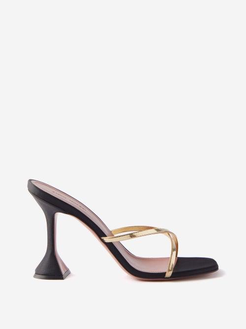 Amina Muaddi - Henson 95 Leather Mules - Womens - Black Multi