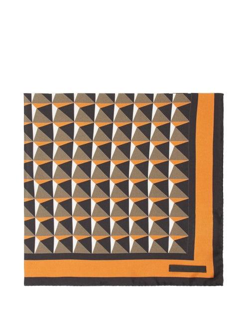 Matchesfashion.com Prada - Geometric Print Silk Pocket Square - Mens - Multi