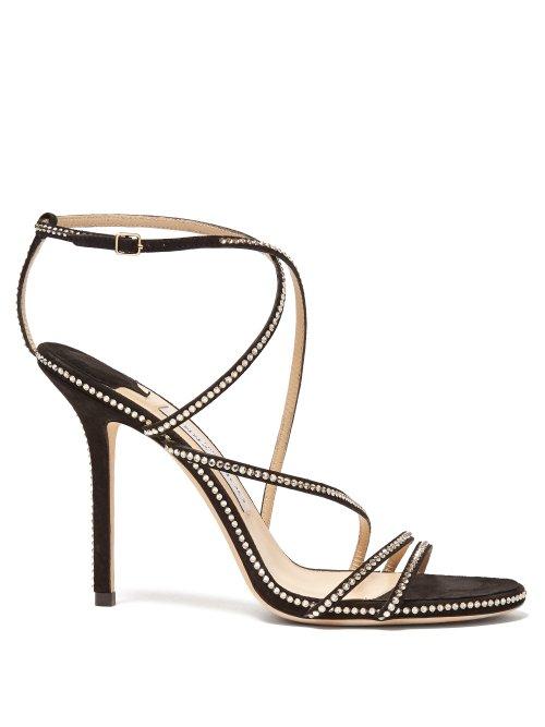 Matchesfashion.com Jimmy Choo - Dudette 100 Crystal Embellished Suede Sandals - Womens - Black