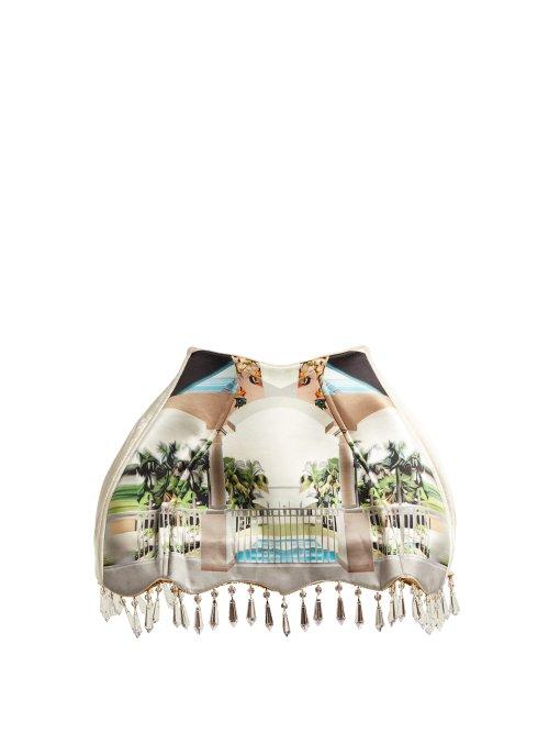 Matchesfashion.com Mary Katrantzou - Archway Lampshade Printed Satin Mini Skirt - Womens - White Multi
