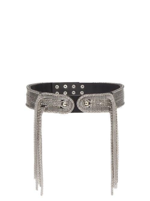 Matchesfashion.com Christopher Kane - Chain-embellished Leather Belt - Womens - Silver