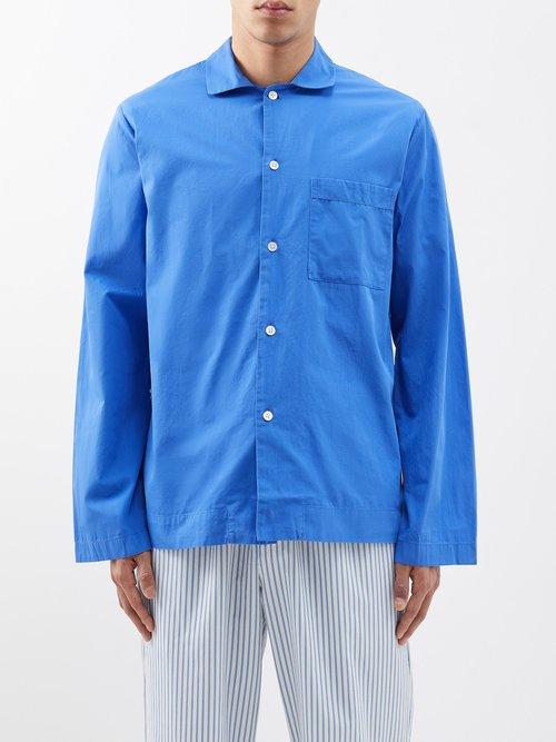 Tekla - Organic-cotton Poplin Pyjama Shirt - Mens - Blue