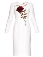 Dolce & Gabbana Rose-embellished Wool Crepe Dress