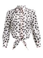 Matchesfashion.com Carolina Herrera - Polka Dot Print Silk Organza Blouse - Womens - White Black