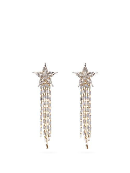 Matchesfashion.com Maryjane Claverol - M31 Star Crystal-embellished Tassel-drop Earrings - Womens - Crystal