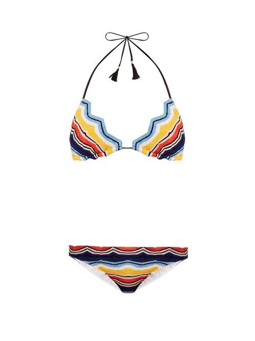 Matchesfashion.com Missoni Mare - Zigzag Edged Striped Bikini - Womens - Multi
