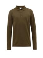 Matchesfashion.com Sunspel - Long Sleeved Waffle Knit Cotton Polo Shirt - Mens - Khaki