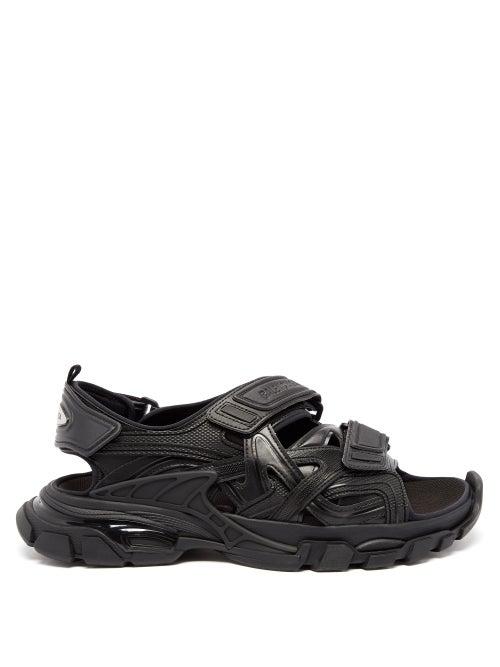 Mens Shoes Balenciaga - Track Velcro-strap Faux-leather And Rubber Sandals - Mens - Black