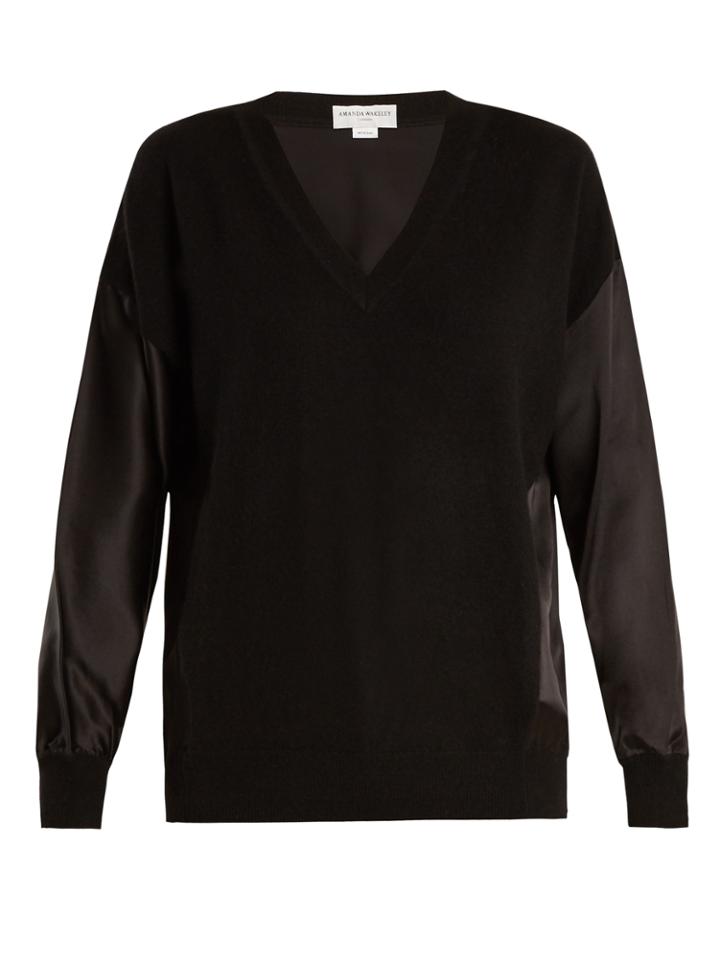 Amanda Wakeley The Vikander Silk-satin And Cashmere Sweater