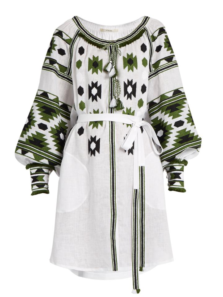 Vita Kin Kilim Embroidered Linen Dress