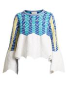Matchesfashion.com Peter Pilotto - Striped Jacquard Cotton Sweater - Womens - Blue Multi