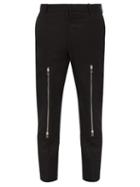 Matchesfashion.com Alexander Mcqueen - Zipped Knee Cotton Micro Twill Trousers - Mens - Black