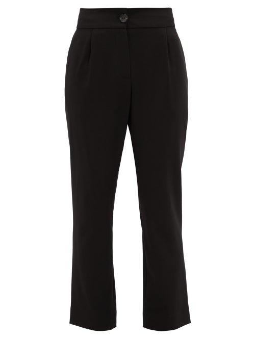 Matchesfashion.com La Collection - Katharina Cropped-leg Wool-blend Trousers - Womens - Black