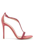 Ladies Shoes Gianvito Rossi - Crystal-embellished 105 Suede Sandals - Womens - Pink