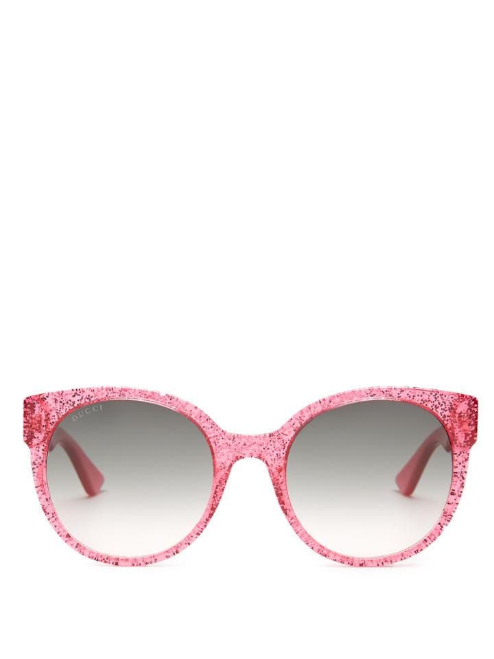 Gucci Round-frame Glitter-acetate Sunglasses