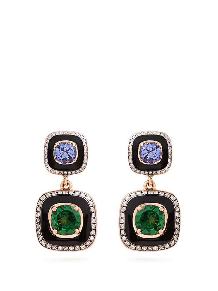 Selim Mouzannar Diamond, Tsavorite, Tanzanite & Gold Mina Earrings