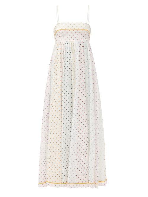 Matchesfashion.com Zimmermann - Bellitude Polka-dot Cotton-gauze Dress - Womens - White Print