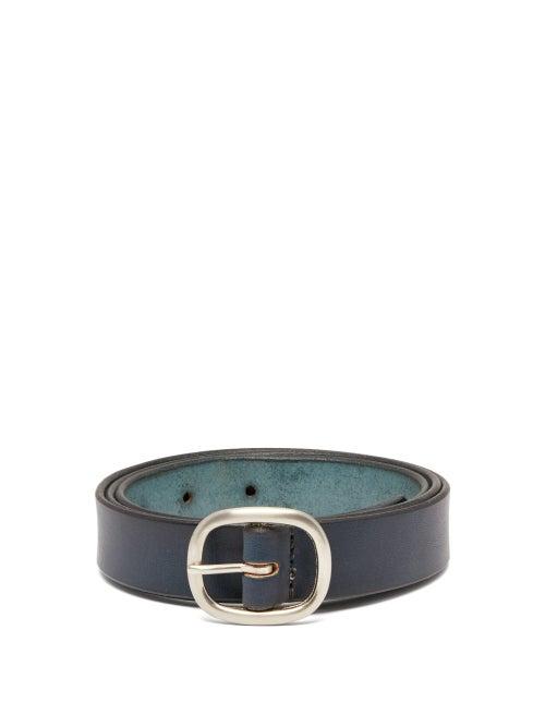 Matchesfashion.com Maximum Henry - Slim Leather Belt - Mens - Navy