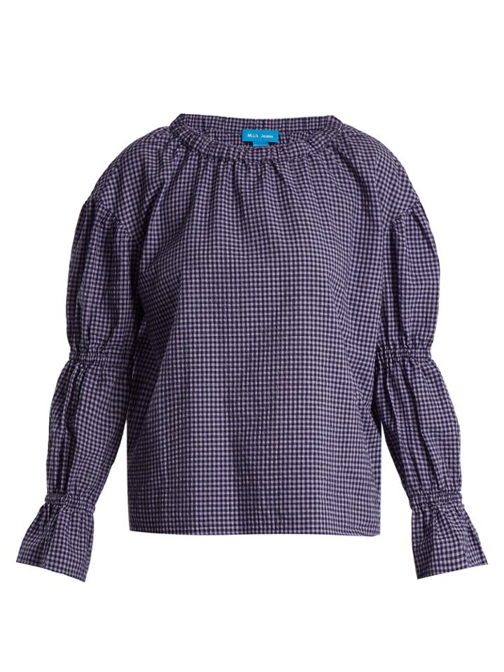 M.i.h Jeans Long-sleeved Gingham Cotton-blend Top