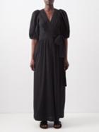 Three Graces London - Bronwyn Fil-coup Cotton Wrap Maxi Dress - Womens - Black
