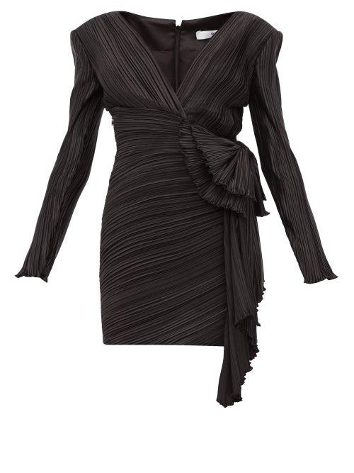 Matchesfashion.com Givenchy - Bow Embellished Pliss Satin Mini Dress - Womens - Black