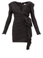 Matchesfashion.com Givenchy - Bow Embellished Pliss Satin Mini Dress - Womens - Black