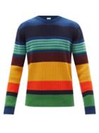 Mens Rtw Paul Smith - Crew-neck Striped Ribbed Wool Sweater - Mens - Multi