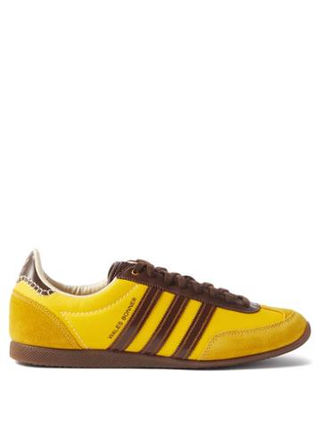 Adidas X Wales Bonner - Japan Blanket-stitched Leather And Suede Trainers - Mens - Yellow Multi