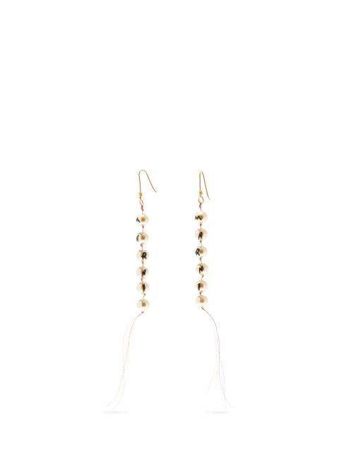 Matchesfashion.com Marni - Word Enamelled Faux-pearl Drop Earrings - Womens - Pearl