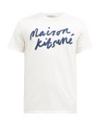 Matchesfashion.com Maison Kitsun - Logo-print Cotton T-shirt - Mens - Cream