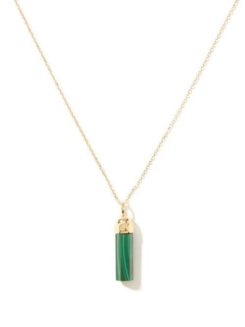 Matchesfashion.com Luis Morais - Bolt Malachite & 14kt Gold Pendant Necklace - Mens - Green