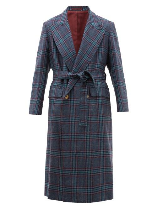 Matchesfashion.com E. Tautz - Double Breasted Checked Wool Twill Overcoat - Mens - Multi
